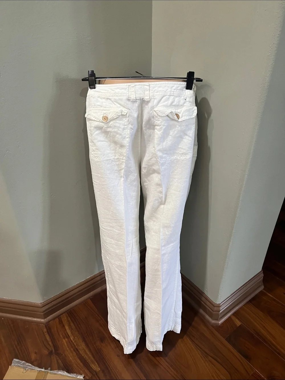 Banana Republic Organic Linen White Straight Leg Pants